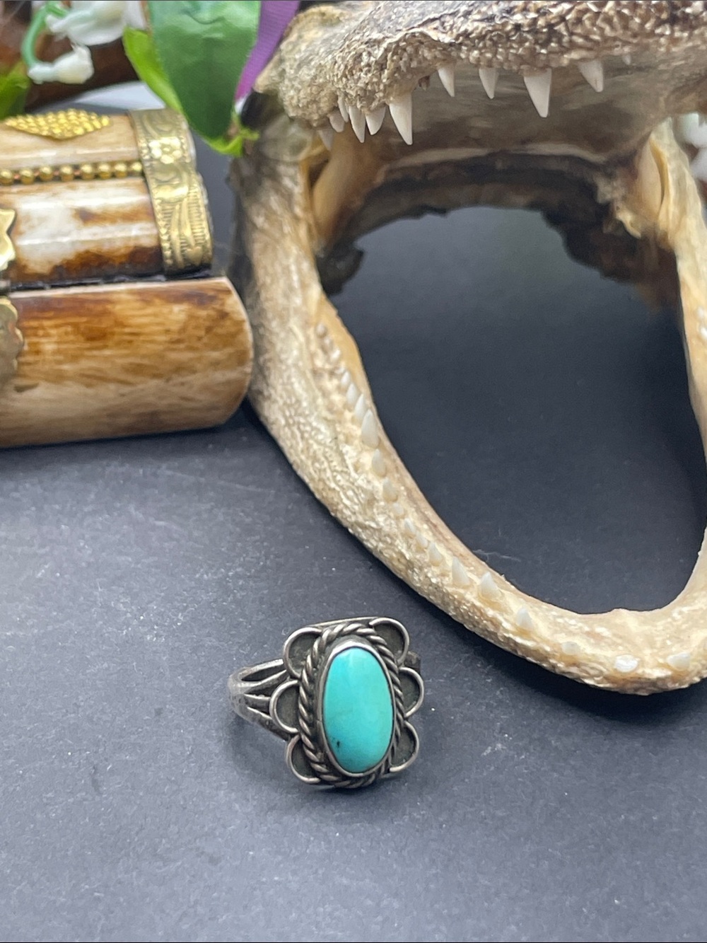 Southwestern turquoise and sterling ring size 5.75